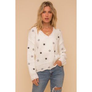 Hem & Thread STARRY NIGHT DISTRESSED KNIT SWEATER